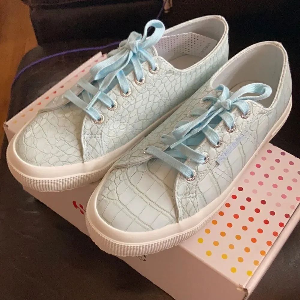 Superga Blue Crocodile Sneakers 